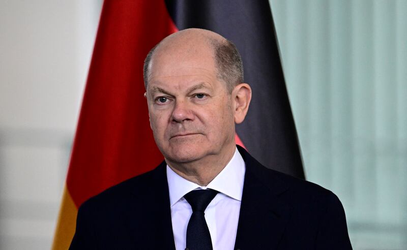 German chancellor Olaf Scholz announced on Saturday that his country was providing Kyiv with another US-built Patriot air defence system. Photograph: Tobias Schwarz/Getty Images