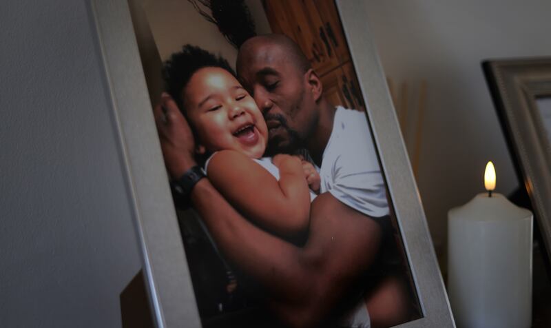 A framed photo in Áine Flanagan's house shows Shauna and Robert together. Photograph: Bryan O’Brien