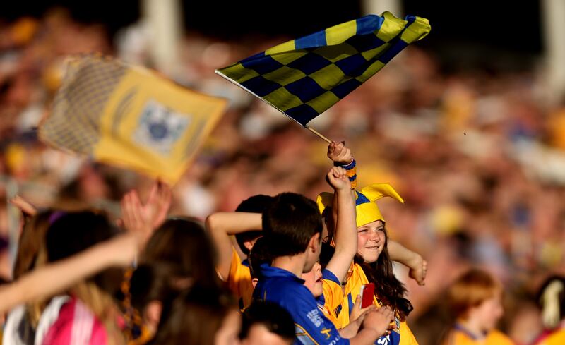 Clare fans celebrating their county's All-Ireland under-21 victory in 2013, soon afterwards the senior team, featuring several of the same players, claimed the senior crown to complete an unprecedented double for the county. Photograph: James Crombie/Inpho