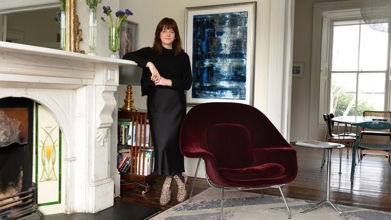 Emily Maher of Lost Weekend, pictured with a Womb chair, at her home in Monkstown, Dublin. Photograph: Dara Mac Dónaill/The Irish Times