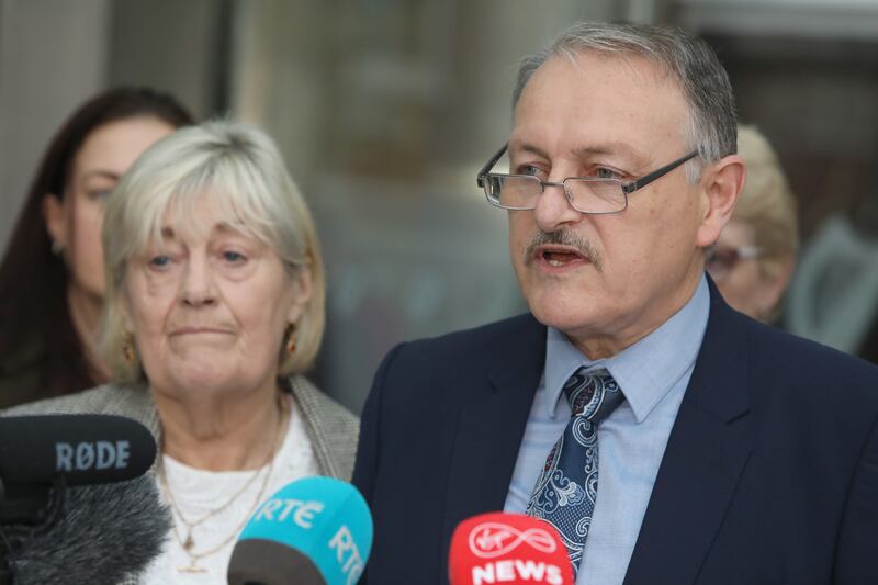 Michael Walsh, a cousin of Tom Niland speaks to the media outside The Criminal Courts of Justice in Dublin. Photograph: Collins Courts