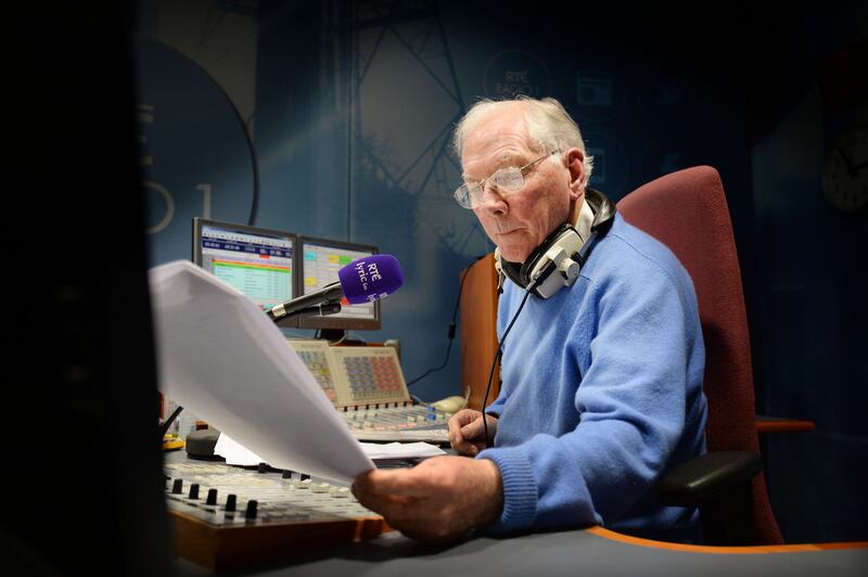 Gay Byrne, presenting on Lyric FM at the RTÉ Radio Centre in 2013. Photograph: Alan Betson
