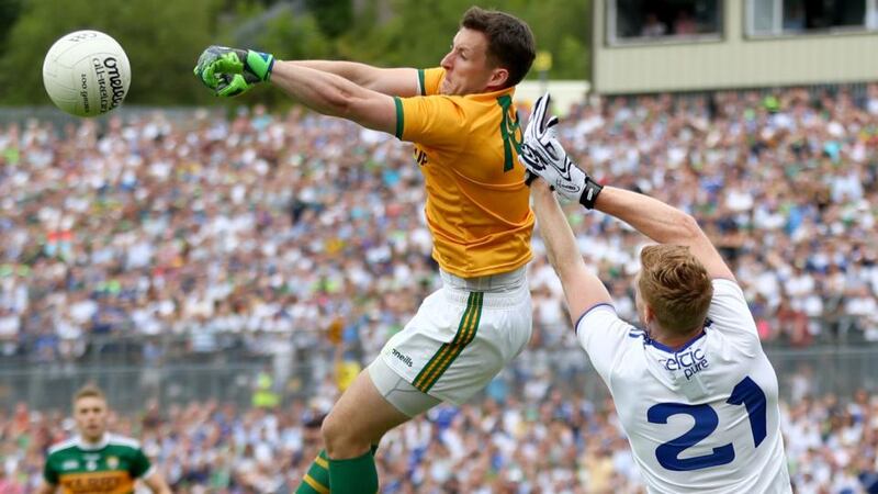 Kerry goalkeeper Shane Murphy clears the ball during the All-Ireland quarter-final Super 8 game against Monaghan at St Tiernach’s Park in Clones. Photograph: James Crombie/Inpho