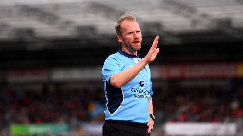 Viewers at home were privvy to the conversation between Wayne Barnes and his TMO, but not those in the stands. Photograph:  Harry Trump/Getty Images