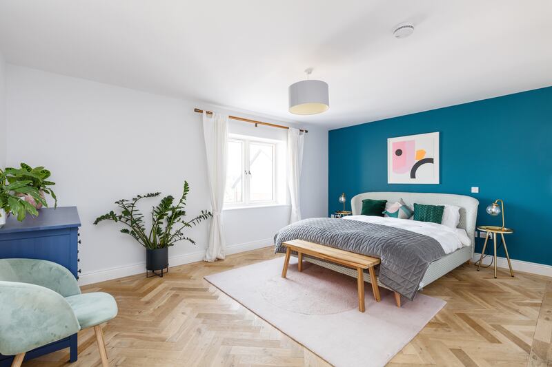 The principal bedroom lies on the second floor.