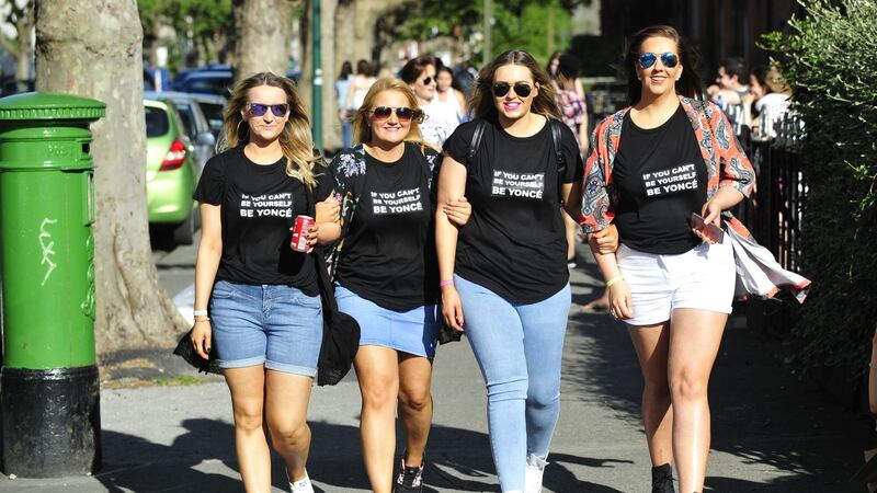 Concertgoers heading to Beyoncé at Croke Park. Press photographers were not permitted to work at the concert. Photograph: Aidan Crawley