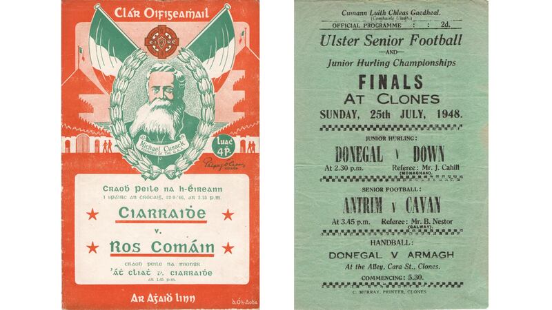 All-Ireland football programme from 1946 and an Ulster football programme from 1948