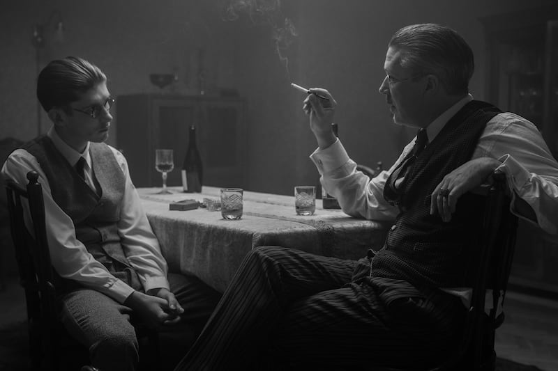 Fionn O'Shea as Beckett and Aidan Gillen as James Joyce in Dance First. Photograph: Katalin Vermes