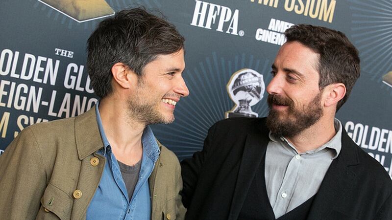 HOLLYWOOD, CA - JANUARY 07:  Gael Garcia Bernal (L) and Pablo Larrain arrive to the American Cinematheque Panel Discussion With Golden Globe Nominated Foreign-Language Directors at the Egyptian Theatre on January 7, 2017 in Hollywood, California.  (Photo by Gabriel Olsen/FilmMagic)