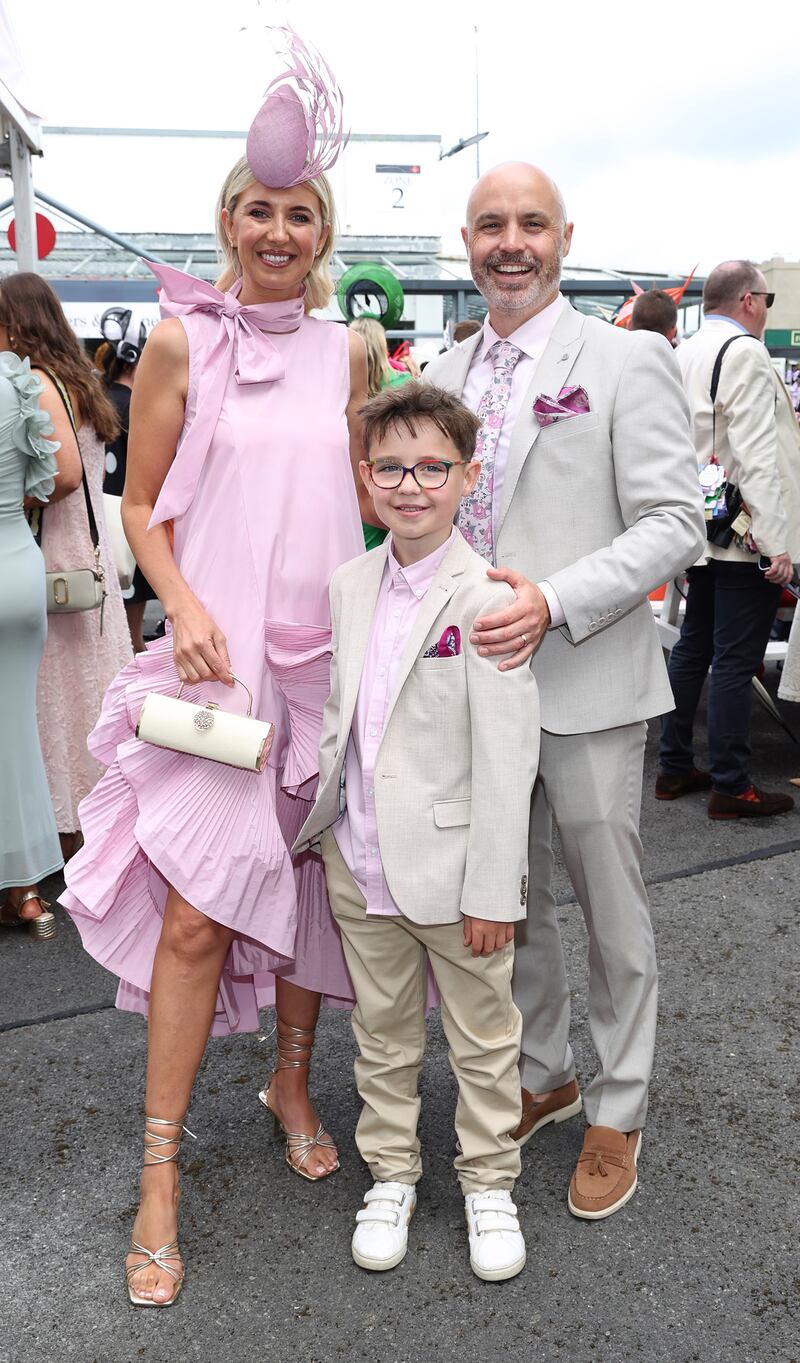 Natasha, John and Alexander McNulty enjoying the races on Thursday. Photograph: Brian McEvoy