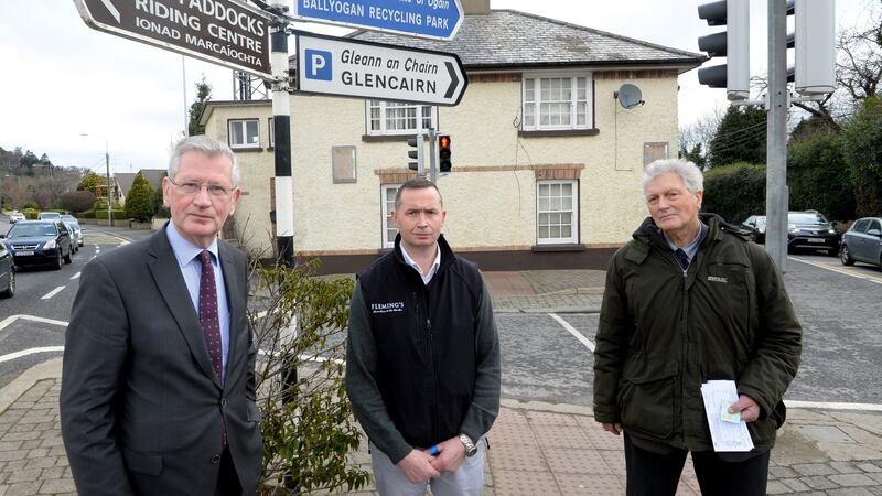 Stepaside postmaster  Des Kennedy, butcher Michael Fleming  and Mick McDonnell of Stars of Erin Gaa Club. Photograph: Cyril Byrne/The Irish Times.