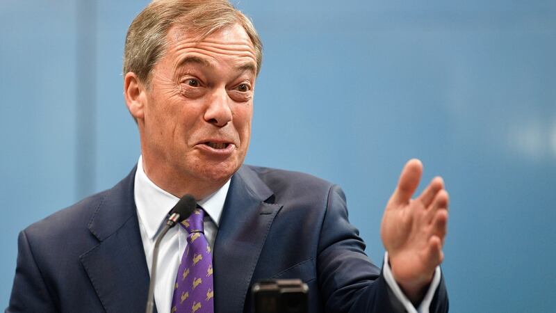Brexit campaigner Nigel Farage speaks at the launch of The Brexit Party’s election campaign on Friday. Photograph:  EPA