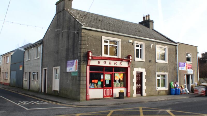 The living space at Burke’s shop on George’s Street in Gort, Co Galway, includes a kitchen, separate living room and four bedrooms.