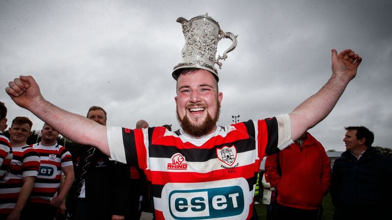David Murphy of Enniscorthy  celebrates with the trophy after the game.  Photograph: Tommy Dickson/Inpho