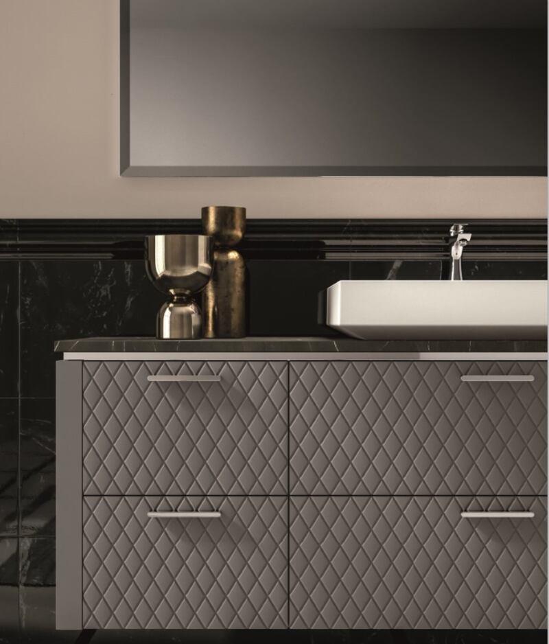 GB group’s  vanities come in six different texture options, including one that emulates the look of a Chanel classic handbag