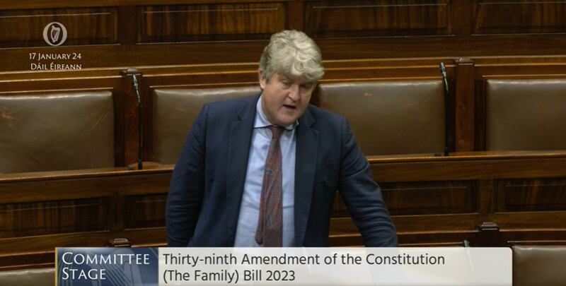 Independent TD Michael McNamara riffed on polygamy and how it is probably misunderstood by most people in this country Photograph: Oireachtas TV.