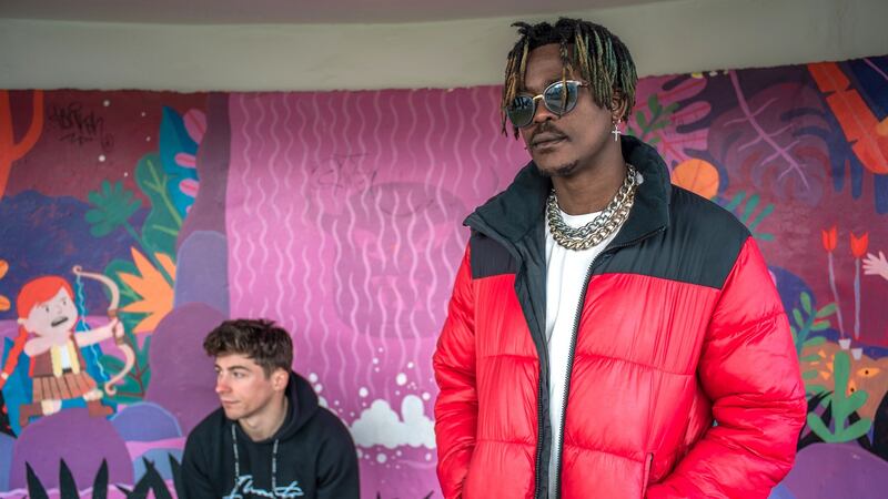 Footballer Dylan and rapper CJ.  Photograph: Arthur Janowsky