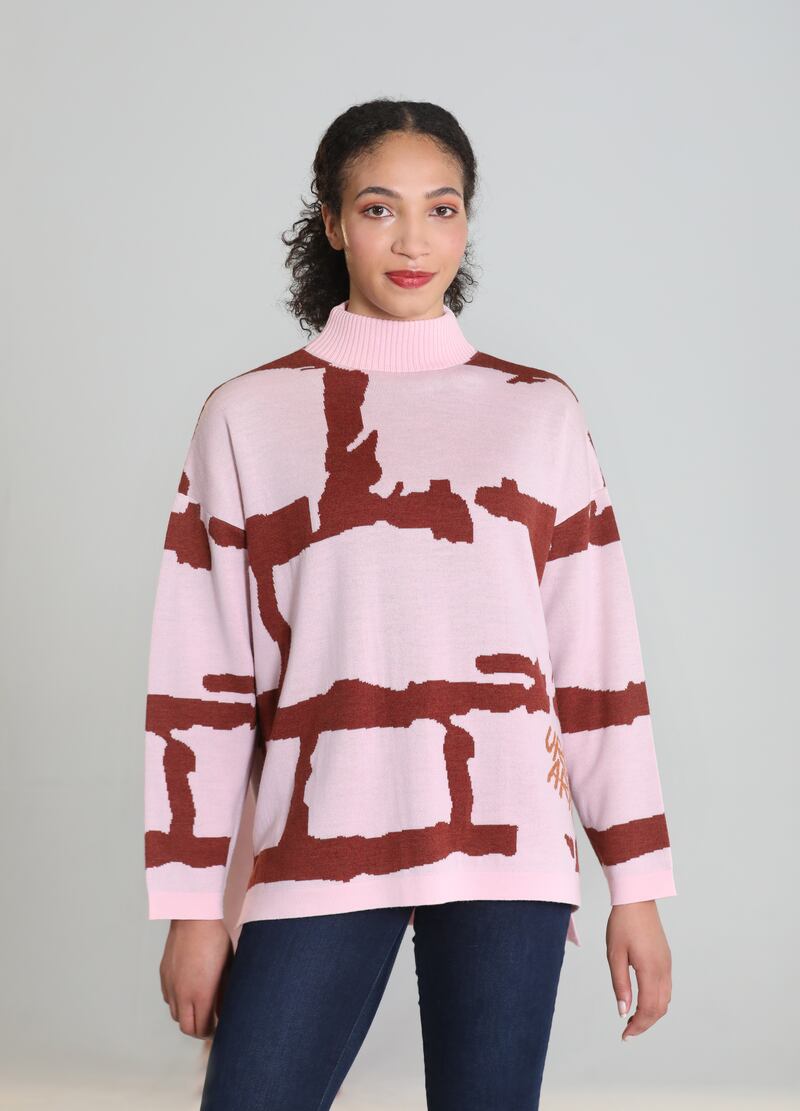 Chocolate and blush over sweater in superfine merino, by Urban Aran. Photograph: Sasko Lazarov