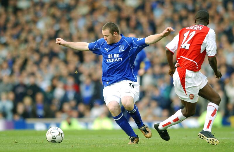 Wayne Rooney heralded am exceptional career by scoring his first Premier League goal in Everton's victory over Arsenal in October 2002. Photograph: Shaun Botterill/Getty Images