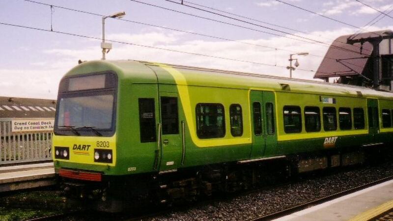 Dart services will be running 15 minutes late until early afternoon after a driver crashed into the Merrion Gates early this morning.