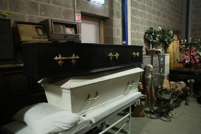Coffins in  the warehouse