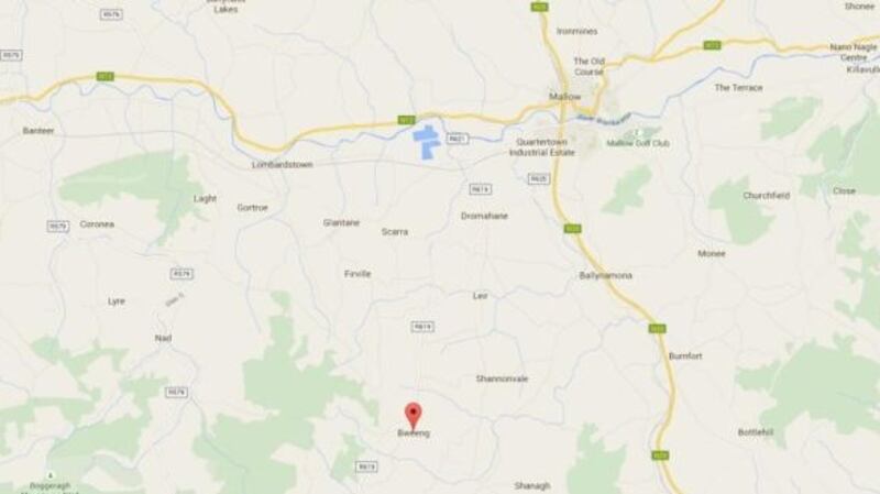 A map showing the location of Bweeng in Co Cork where the body of Peter Murphy was found in 2015.