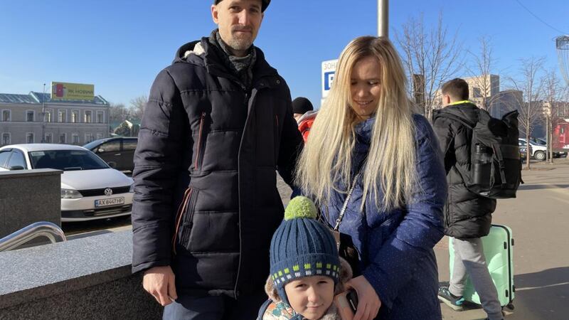 Liliya, Stanislav and their son Yarik preparing to leave Kharkiv for Lviv, 1,000km to the west.