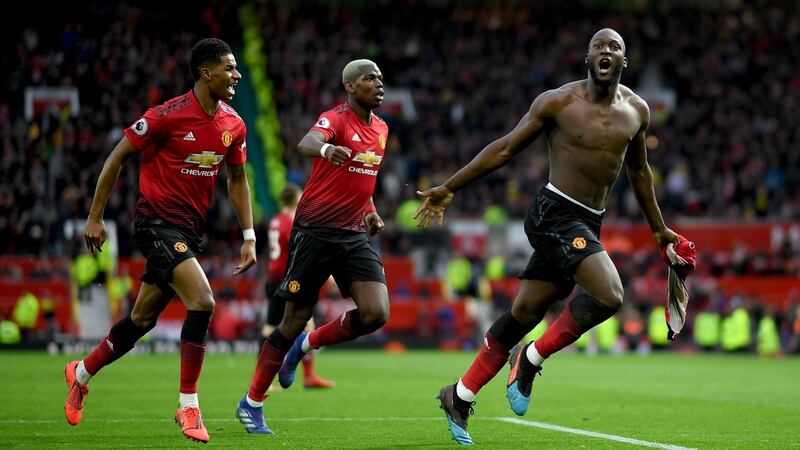 Romelu Lukaku celebrates scoring Manchester United’s winner against Southampton. Photograph: Shaun Botterill/Getty