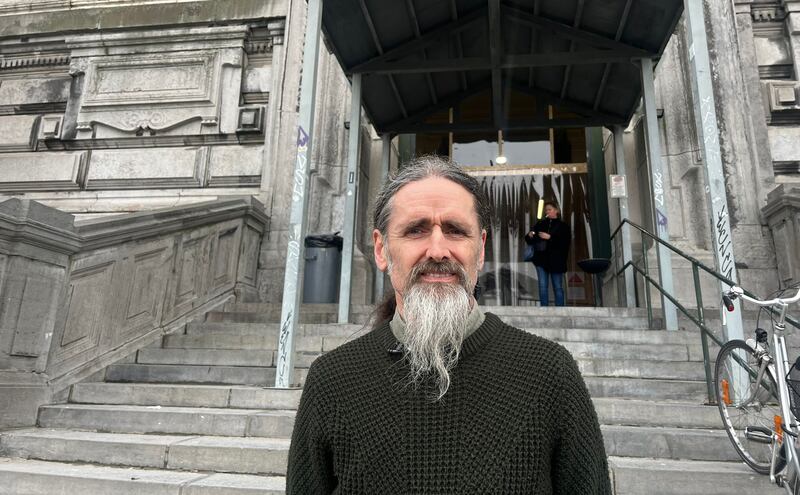 Luke 'Ming' Flanagan outside a Brussels court where a case against his former parliamentary assistant was heard on Wednesday. Photograph: Jack Power
