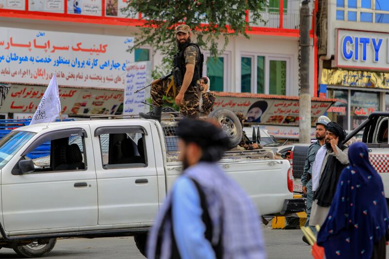 A Taliban security patrol in Kabul, Afghanistan. Photograph: Samiullah Popal/EPA