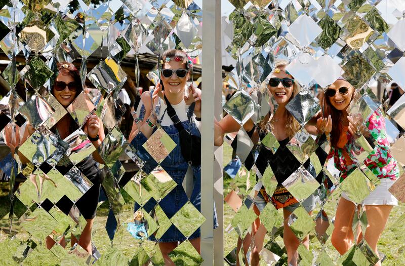 Clare Campbell, Mairead Campbell, Michelle Campbell and Caroline Doyle from Longford on day two of Electric Picnic. Photograph: Alan Betson/The Irish Times

