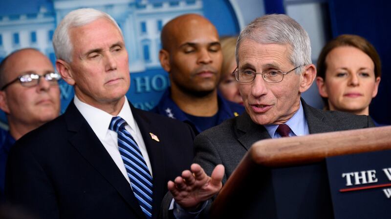 Top national immunologist Anthony Fauci has become the face of the crisis for a terrified nation. Photograph: Erin Scott/The New York Times