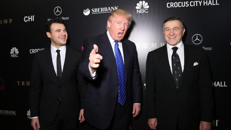 Trump campaign: Emin Agalarov, Donald Trump and Aras Agalarov at the Miss Universe competition in Moscow in 2013. Photograph: Victor Boyko/Getty