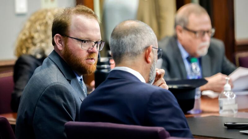 Travis McMichael (left) during  sentencing. Photograph: Stephen B Morton/Pool/Getty