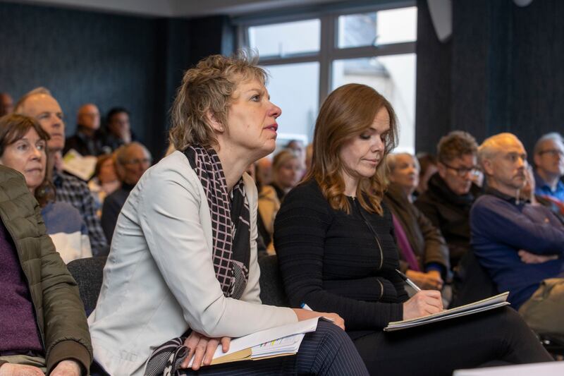 Labour leader Ivana Bacik attended the community meeting in the Sandymount Hotel, Herbert Road, Dublin. Photograph: Tom Honan/The Irish Times