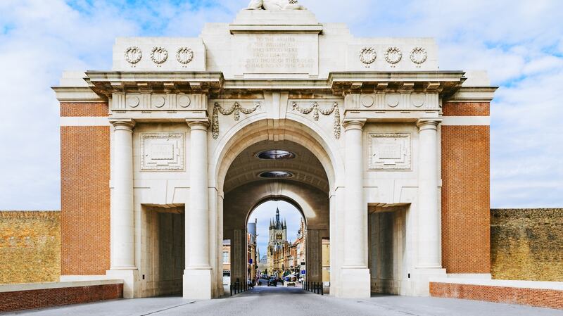 Menin Gate British memorial at Ypres in Belgium. Completed in 1927, it is dedicated to the British and Commonwealth soldiers who died in the battles around Ypres in the first World War, and whose graves are unknown.