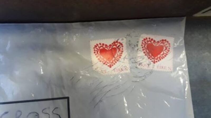 A Garda photograph of the suspicious package which  caused the evacuation of a Limerick postal sorting office on Friday. Photograph: Garda/Facebook