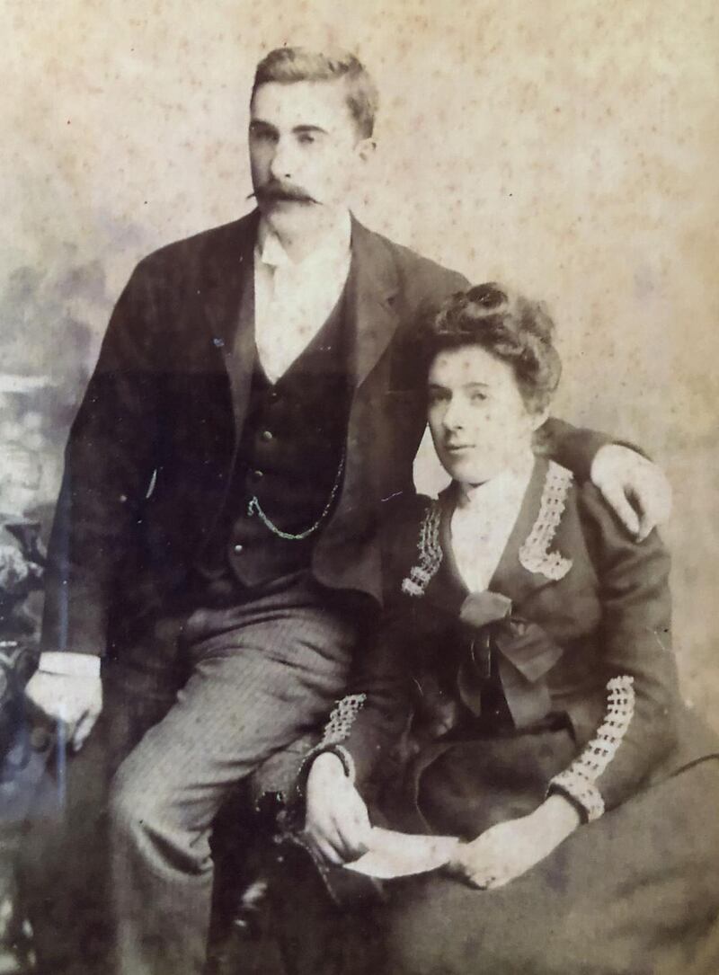 RMS Leinster: postal sorter James Joseph Blake, who died on the ship, and his wife, Catherine, great-grandparents of the actor Aidan Gillen. Photograph: Family collection