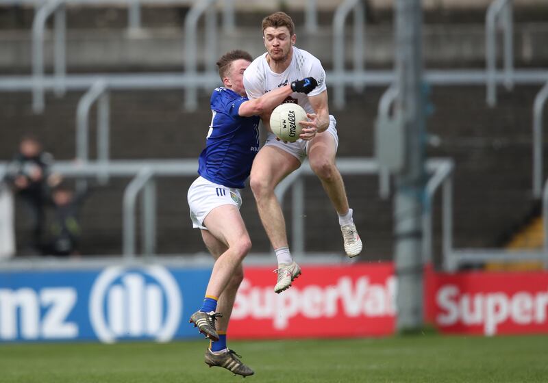 Wicklow's Matt Nolan with Kevin Feely of Kildare. Photograph: Leah Scholes/Inpho