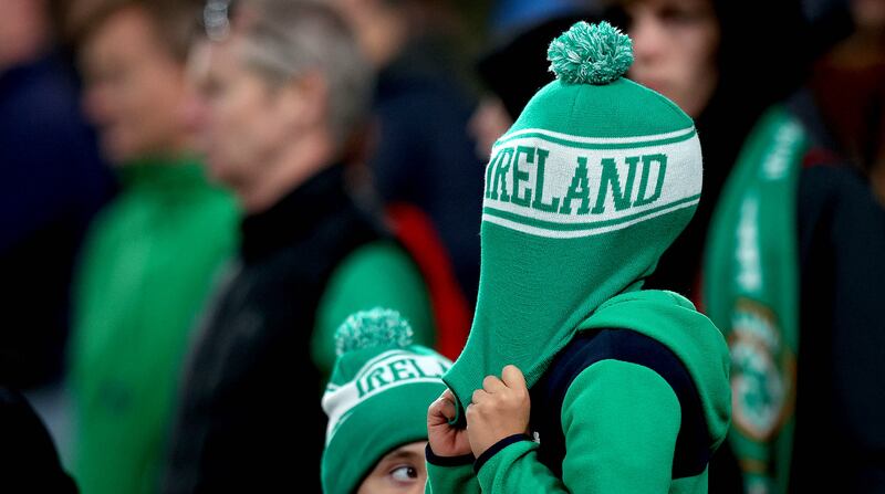 A dejected Ireland fan near the end of the game. Photograph: Ryan Byrne/Inpho