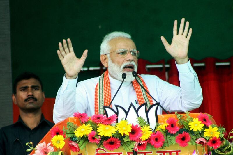 Indian prime minister Narendra Modi has repeatedly accused his rivals, particularly the main opposition Congress Party, of being ‘anti-national’ and ‘Pakistan loyalists’. Photograph: Sachin Kumar/AFP/Getty