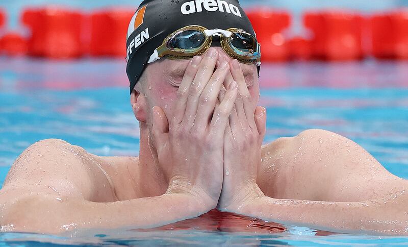 Daniel Wiffen boldly spoke of his ambitions and went on to realise them by winning gold in the 800m freestyle in Paris. Photograph: James Crombie/Inpho