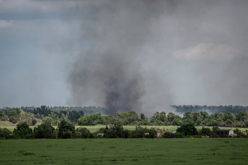 Smoke from a Russian bombardment rises over a hamlet near the town of Avdiivka in the Donetsk region of Ukraine on May 29th. 