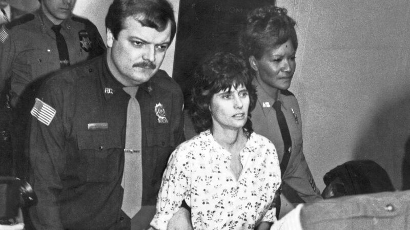 Kathy Boudin, a member of the radical group the Weather Underground, on her way to her arraignment in the fatal robbery of a Brink’s armored truck, in New York, 1981. Photograph: Joyce Dopkeen/The New York Times