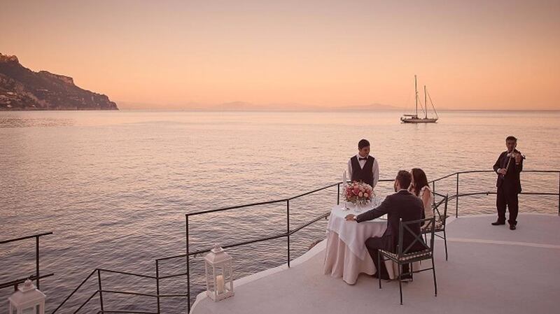 On the Amalfi Coast in Italy, the Hotel Palazzo Avino’s “Sea of Love” dining experience aims to suspend guests between land and sea.