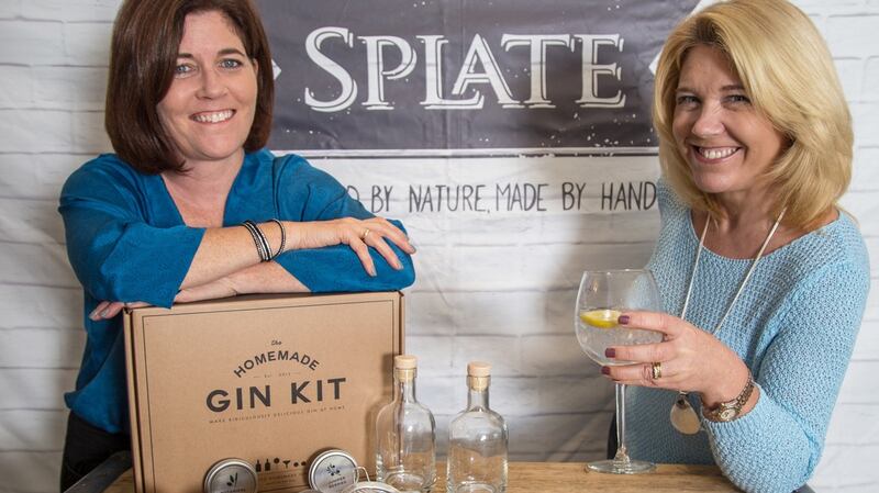 Bernie Cotter and her sister Trish Clyne with Splate’s new homemade gin kits.