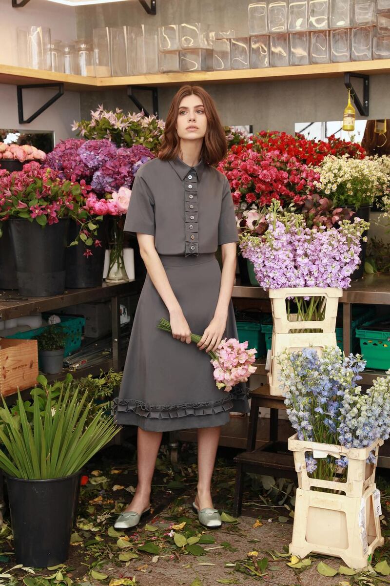 Ribbon detail top, €150, ribbon detail hem skirt, €150 by Peter O’Brien for Dunnes Stores