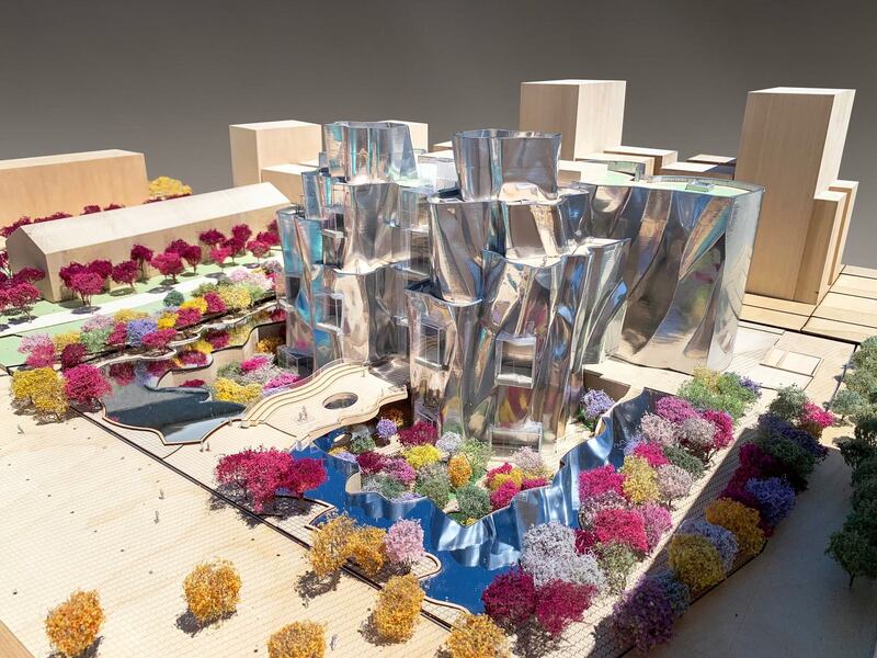 A model of China Medical University’s Medicine Innovation Museum, Taichung, Taiwan. Photograph: Gehry Partners