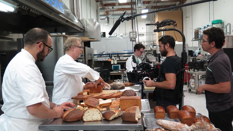 Still from Cooked - filming at the Modernist Cuisine lab with Nathan Myhrvold