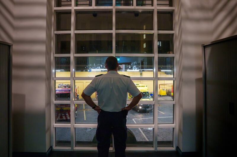 26th July, 2025.On the night shift with Dublin Fire Brigade seen here returning to base in Donnybrook after responding to a fire in Cabinteeley, Dublin.Photo:Barry Cronin for The Irish Times.